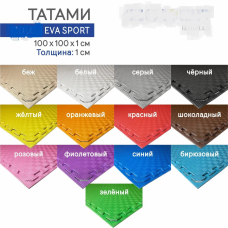Татамі EVA SPORT 1000х1000х10мм з бортиком, кольори в асортименті.
