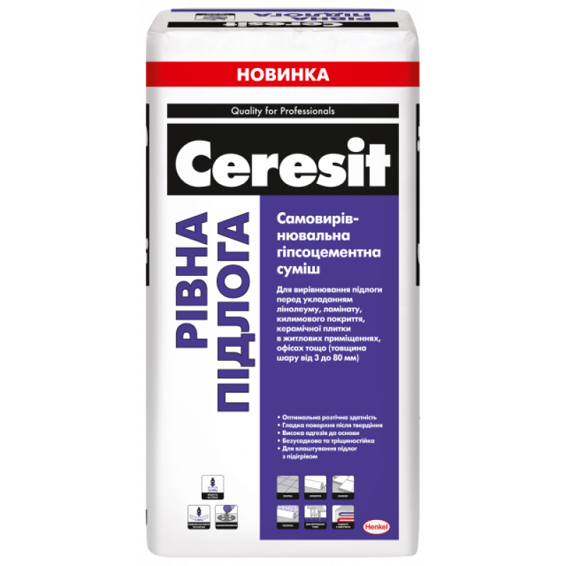Самовирівнювальна гіпсоцементна суміш Ceresit РІВНА ПІДЛОГА /25кг